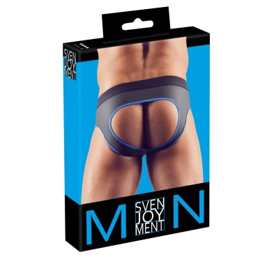 Svenjoyment - Seksowne Jockstrap Otwarte Z Tyłu I Zamkiem Na Penisa Czarno/Niebieskie XL